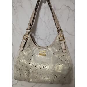 COACH Madison Maggie Lazer Cut Metallic Gold Hobo Bag - GUC